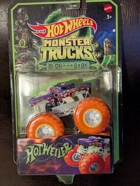Hot Wheels Monster Purple Truck with Orange Wheels Diecast 1:64 Glow In The Dark